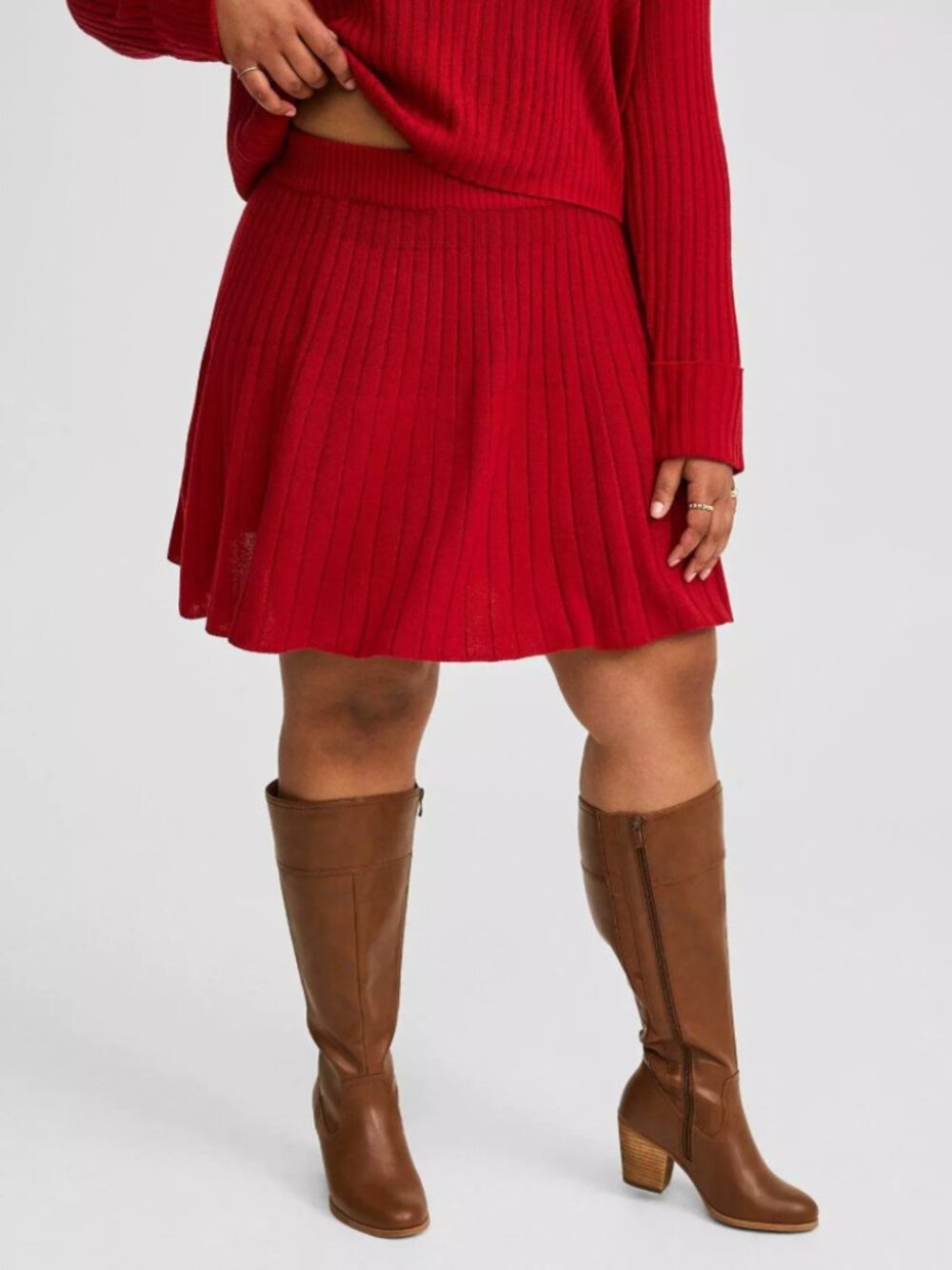 Torrid Ribbed Red Sweater Skirt and Turtleneck Set NWT - Women's 1X - Picture 2 of 12